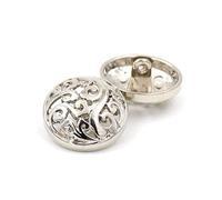 Bantopgong 10 Stück 15/20/25mm dekorative Knöpfe für Kleidung, runde, Hohle Metallknöpfe zum Nähen von Vintage-Knöpfen, Silber, 20mm