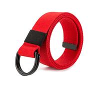 Bantopgong Canvas Gürtel Männer/Frauen Doppelringschnalle Bund Casual Canvas Female Gürtel Jeans Gürtel, Rot, 130cm