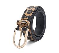 Bantopgong Damen Gürtel Casual Gürtel Gold Metallschnalle Hose Damen Leopard Ledergürtel Jeans Zubehör, Gelb, 115cm