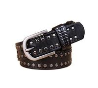 Bantopgong Echtes Leder Nietengürtel Damen Taillengürtel 90cm - 115cm für Damen Freizeitgürtel mit Dornschließe, Schwarz, 100cm