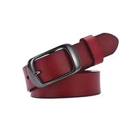 Bantopgong Lässiger Jeansgürtel für Damen Vintage-Ledergürtel 90cm - 125cm für Damenbekleidungszubehör, Weinrot, 95cm
