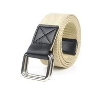 Bantopgong Lässiger Nylon-Flechtgürtel, Doppelring, quadratischer Knopf, Canvas, Herrengürtel, 3,8cm Breite, Jeansgürtel, 140cm