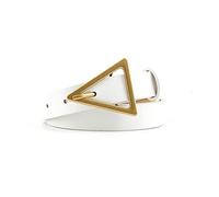 Bantopgong Ledergürtel für Damen Retro Dreieck Schnalle Jeans Gürtel für Damen Kleid Casual Bund Bekleidungszubehör, Weiss, 105cm