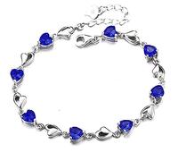 baobei Kaguyo Silberne Armbänder für Frauen, Kristallarmbänder, klares Amethyst-Rosa-Rot-Blau-CZ-Freundschaftsarmband in Herzform für Frauen und Mädchen, Geburtstagsgeschenk (dark blue)