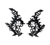 Baoblaze 2 Stück Spitzen-Blumen-Applikationen, Spitzenborte zum Aufnähen, Blumen-Stickerei-Applikationen für Jeans, Nähen, Basteln, Dekoration, Hochzeit, Schwarz