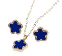 Baoblaze Blumen Halskette, Ohrringe, Ohrstecker, Trendiger Charme, Einfacher Schmuck, Lange Kette für Geburtstagsgeschenke, Party, Urlaubsdekoration, Dunkelblau