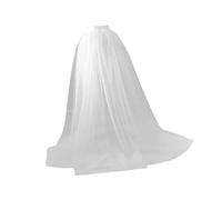 Baoblaze Frauen Tutu Maxikleid Tüll Rüschen Mesh Spitze Langer Rock Bodenlanges Abendkleid Hochzeitsnacht, Weiß