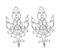 Baoblaze Spitzen-Blumen-Stickerei-Patch, 2 Stück Stoff-Blumenapplikationen zum Aufbügeln, Nähen, Handwerk, Dekoration, Spitzenapplikationen für Hochzeit, Silber