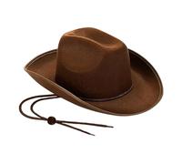 Baoblaze Western Cowboyhut, Faschingshut für Damen Herren, Cowboy Flache Hutkrempe Unisex Filzhut Kostüm Zubehör, Zylinder Hut für Karneval Mottoparty, Sonnenschutz Cowgirl Hut für Urlaub Wanderreisen