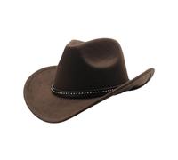 Baoblaze Western Cowboyhut, Faschingshut für Damen Herren, Cowboy Flache Hutkrempe Unisex Filzhut Kostüm Zubehör, Zylinder Hut für Karneval Mottoparty, Sonnenschutz Cowgirl Hut für Urlaub Wanderreisen