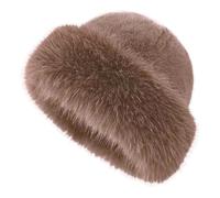 Baoblaze Wintermütze aus Kunstpelz für Damen, Dicke Kosakenmütze, russische Mütze für Snowboard-Damen, Braun