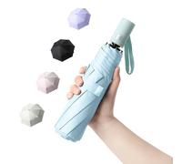 BAODINI Reise-Mini-Regenschirm für Geldbörse mit Etui - kleiner kompakter UV-Regenschirm, Sonnenschutz, leicht, kleiner Taschenschirm mit Etui für Damen und Mädchen