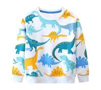 Baogaier Jungen Sweatshirts Langarm Pullover Kinder Weiß Dinosaurier Shirts Baumwolle Warm Winter Frühling Herbst Oberteile Sport Langarmshirt Activewear Tops Gr.104-110,5T