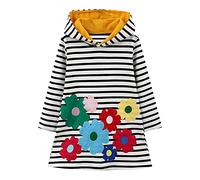 Baogaier Kinder Mädchen Kleid Kapuze Kapuzenpullover Weiß Schwarz Streifen Blumen Pulloverkleid Baumwolle Langarm Pullover Kleider Hoodie Sweatshirt Hoodiekleider Kapuzenkleid Langarmshirt 3-4 Jahre