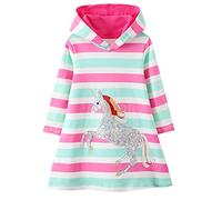 Baogaier Kleid Kapuze Baby Mädchen Einhorn Pailletten Kapuzenpullover Baumwolle Langarm Pulloverkleid Pullover Kleider Hoodie Sweatshirt Hoodiekleider Kapuzenkleid Tops Frühling Herbst Kind 2-3 Jahre