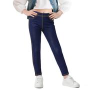 Baogaier Leggings Mädchen Jeans-Optik Kinder Basic-Stil Elastisch Jeggings Atmungsaktiv Weich Lang Hosen mit Taschen Blickdichte Alltag Hose Alltagskleidung, Gr.134-140, Marineblau