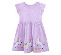 Baogaier Mädchen Kleider Baumwolle Rüschen Ärmel Casual Sommer Kinderkleid