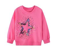 Baogaier Mädchen Sweatshirt Pullover Baumwolle Leichtgewicht Sport Jumper Langarmshirt Tierdruck Kinder Kleidung Langarm Tops 3-4 Jahre, Gr.98-104, Rosa Sternchen Pailletten