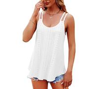 Baogaier Tank Top Damen Sommer Spaghetti Oberteile Ärmellos Lässiges Rundhalsausschnitt Sommershirt Cami Blusentop Spaghettiträger Basic Tanktops Camisole Sommer Tops Shirts, Weiß,M