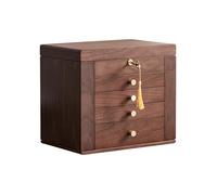 Baolivi Schmuckkästchen aus Holz Schmuckkasten Groß für Damen, Massivholz Vintage Schmuckschatulle Schmuckbox 4 Schubladen mit Spiegel und Schloss, 5 Ebenen Schmuckaufbewahrung für Schmuck, Ohrringe