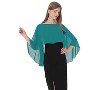 Baoqiya Chiffon-Capelets für Frauen, weiche Schals und Wraps für Abendkleider, Brautjungfern, Hochzeit, durchsichtiger Umhang, Tealgreen, Einheitsgröße