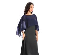 Baoqiya Chiffon-Capelets für Frauen, weiche Schals und Wraps für Abendkleider, Brautjungfern, Hochzeit, durchsichtiger Umhang, Marineblau, Einheitsgröße