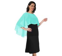 Baoqiya Chiffon-Capelets für Frauen, weiche Schals und Wraps für Abendkleider, Brautjungfern, Hochzeit, durchsichtiger Umhang, Aqua, Einheitsgröße