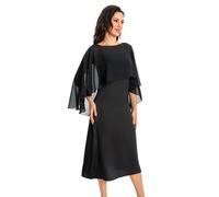 Baoqiya Chiffon-Capelets für Frauen, weiche Schals und Wraps für Abendkleider, Brautjungfern, Hochzeit, durchsichtiger Umhang, Schwarz, Einheitsgröße