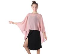 Baoqiya Chiffon-Capes, durchscheinend, lang, Poncho für Damen, Übergröße, Blush, Einheitsgröße