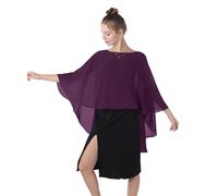 Baoqiya Chiffon-Capes, durchscheinend, lang, Poncho für Damen, Übergröße, pflaume, Einheitsgröße