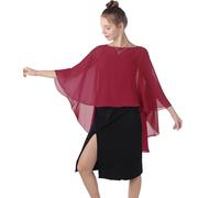 Baoqiya Chiffon-Capes, durchscheinend, langer Umhang, Poncho für Damen, Übergröße, Wein, Einheitsgröße