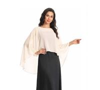 Baoqiya Chiffon-Umhänge, durchscheinend, lang, Capelets, Poncho für Damen, Übergröße, Blass Champagner, Einheitsgröße