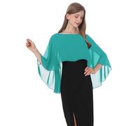 Baoqiya Damen-Capelett-Schals und Wraps für Abendkleider, weicher Brautjungfern-Schal, Chiffon-Umhang, Hochzeitsvertuschung, Türkis/Ausflug, einfarbig (Getaway Solids), Einheitsgröße