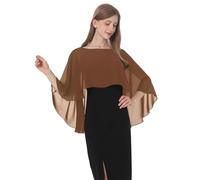 Baoqiya Damen-Capelett-Schals und Wraps für Abendkleider, weicher Brautjungfern-Schal, Chiffon-Umhang, Hochzeitsvertuschung, Braun, Einheitsgröße