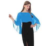 Baoqiya Damen-Capelett-Schals und Wraps für Abendkleider, weicher Brautjungfern-Schal, Chiffon-Umhang, Hochzeitsvertuschung, Blau, Einheitsgröße