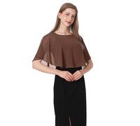 Baoqiya Hochzeitsumhänge Braut Capelet Chiffon Spitze Shrug Schals und Wraps für Abendkleid, braun, Einheitsgröße