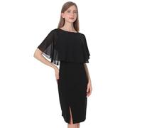 Baoqiya Hochzeitsumhänge Braut Capelet Chiffon Spitze Shrug Schals und Wraps für Abendkleid, Schwarz, Einheitsgröße