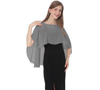 Baoqiya Zafala Hochzeit Stola Damen Achselzucken Chiffon Braut Stola and Schal Brautkleid Abendkleid für Hochzeit Abend Gala (Dunkelgrau)