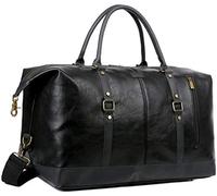 BAOSHA HB-14 Reisetasche aus veganem Leder, Übergröße, für Damen und Herren, Schwarz, L, Klassisch