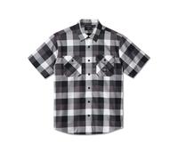 Bar & Shield Wrinkle Resistant Short Sleeve Shirt Black Plaid Herren Hemd, M M grau orange