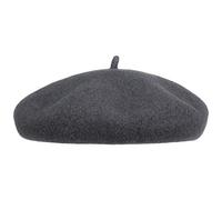 Barascon Baskenmütze Kaschmir Futter Barett aus Wolle Viskose Made in Europe Damen Herren Sommer Winter dunkelgrau 60 cm