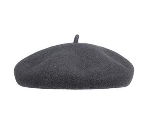 Barascon Baskenmütze Kaschmir Futter Barett aus Wolle Viskose Made in Europe Damen Herren Sommer Winter dunkelgrau 63 cm