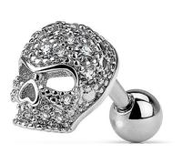 Barbell Totenkopf Zirkonia Silber