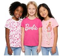Barbie 3PK T-Shirts für Mädchen Kurzarm T-Shirts 3er Pack Mädchen Sommer Top Alter 3 bis 10 Jahre alt, multi, 7-8 Jahre