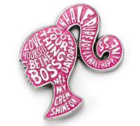 Barbie Anstecknadel mit glitzernder Silhouette, Emaille, Rosa, Einheitsgröße, Zink