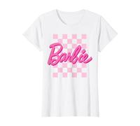 Barbie - Barbie-Logo Karierter Hintergrund T-Shirt, Damen, Weiß, XXL