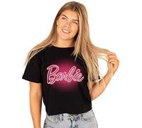 Barbie Cropped T-Shirt Womens Damen Neon Rosa Logo graue Oberseite XXL