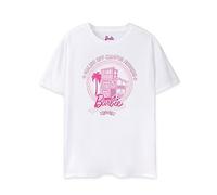 Barbie Damen Malibu Off Campus Logo Kurzarm Weißes T-Shirt | Ikonische Marke | Modisches Design-Top für Damen | Retro-T-Shirt mit bequemer Passform Movie Merchandise Geschenk