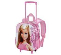 Barbie Fashion-Kleiner 3D Rucksack mit Rädern, Rosa, 26 x 34 cm, Kapazität 12,5 L