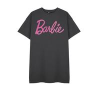 Barbie Graues T-Shirt-Kleid mit Logo für Damen | Kurzarm-Grafik-T-Shirt | T-Shirt-Kleid Logo in Grau